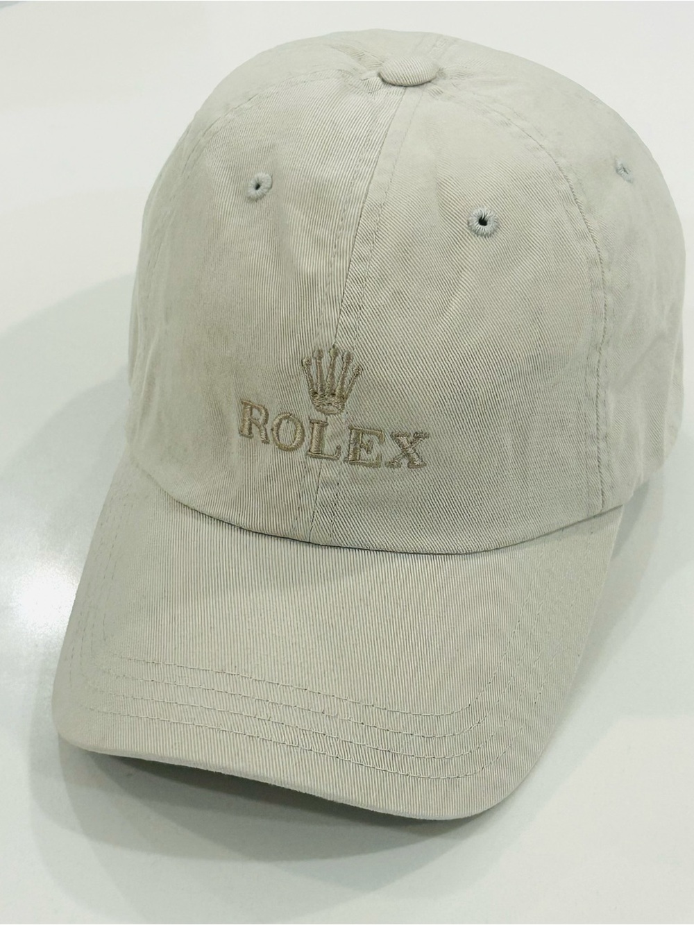 Vintage Rolex Strapback Buckle Hat embroidered cap Beige Golf Cotton